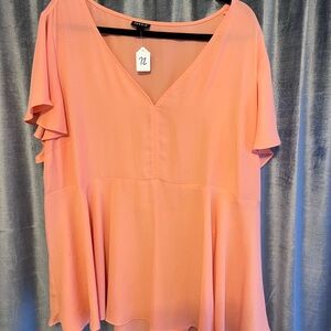 Torrid Peach V-Neck Blouse
